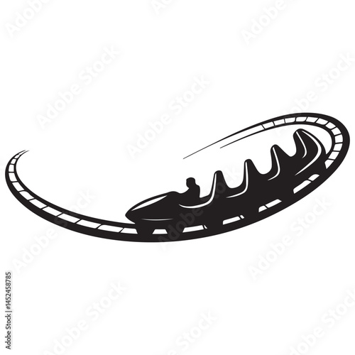 Vector roller coaster ride silhouette park. Rollercoaster icon illustration skyline concept Vector Black silhouettes. with white background
