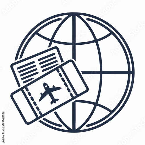 Create a bold vector graphic of a stylized boarding pass incorporating the letter 'G'.  Emphasize strong lines and a modern design.