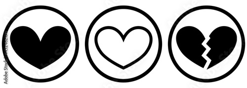 Minimalist Heart and Broken Heart Icons