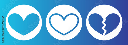 Minimalist Heart and Broken Heart Icons