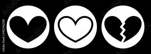 Minimalist Heart and Broken Heart Icons