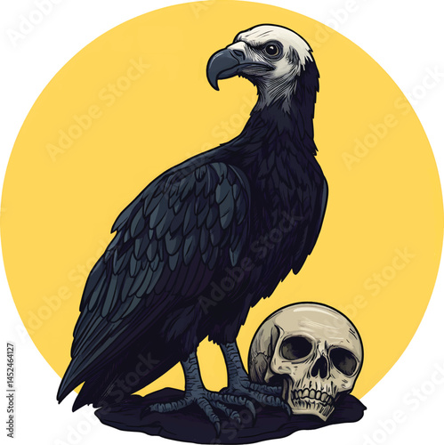 An isolated vulture in the form of skull, vector, png, t-shirt design