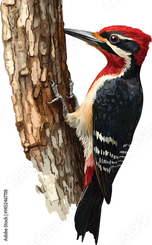An isolated woodpecker on white background, vector, png, t-shirt design