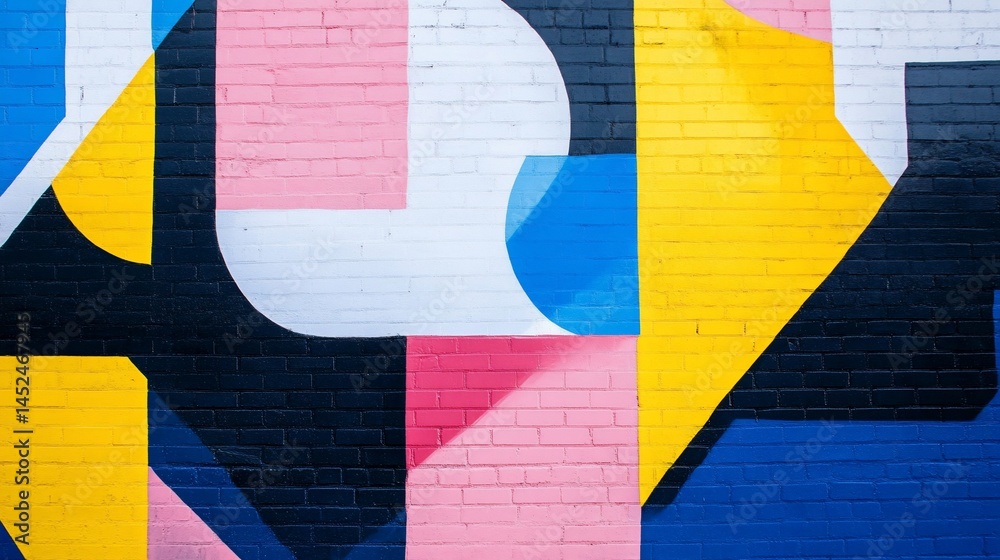 Naklejka premium Vibrant abstract design on a brick wall.