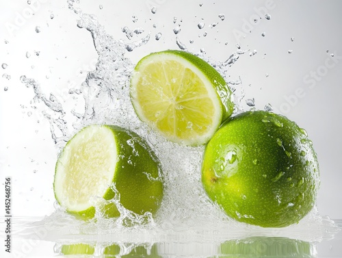 Fresh Lime Splash with Water Droplets