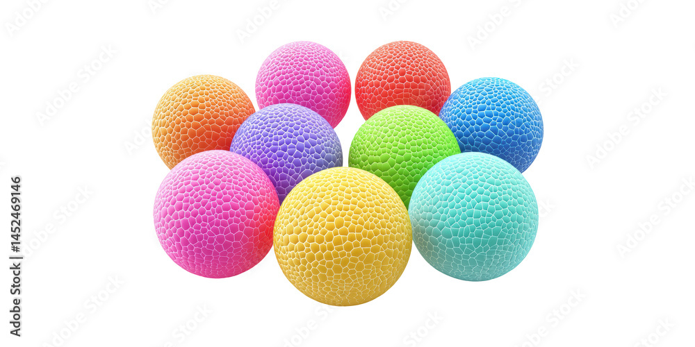 Colorful Textured Spheres. Abstract Design And Creativity Concept Isolated On Transparent Background Colorful Textured Spheres. Abstract Design And Creativity Concept Isolated On Transparent Background