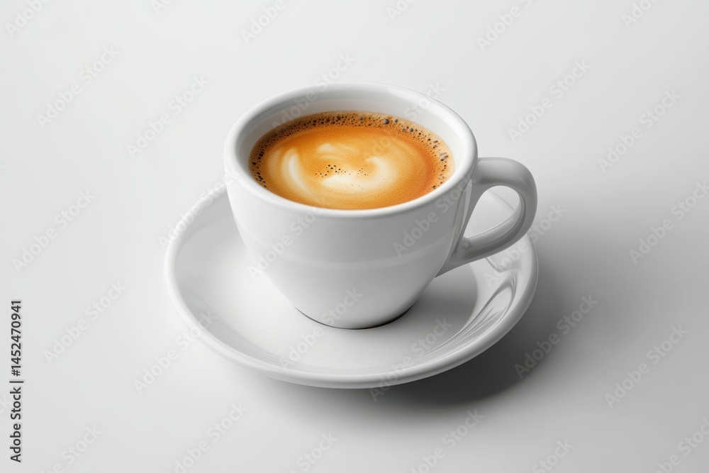 Espresso alone on white background. Generative AI Espresso alone on white background. Generative AI