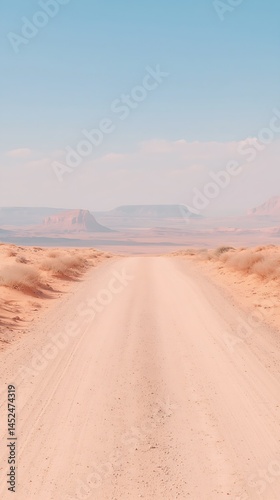 Desert Plateau Road under Calm Blue Sky