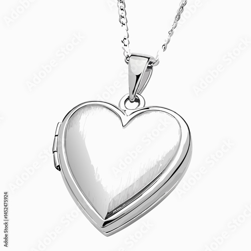 Design a bold, vector illustration of a heart-shaped locket with a thick, defined stroke.  Include intricate details and a high level of polish.