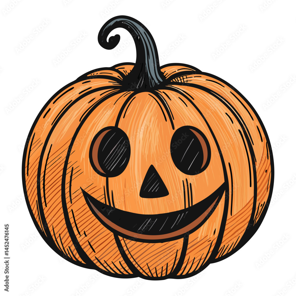 Create a bold, vector illustration of a jack-o'-lantern with a thick, black stroke. Design should be simple, clean, and easily scalable. Create a bold, vector illustration of a jack-o'-lantern with a thick, black stroke. Design should be simple, clean, and easily scalable.