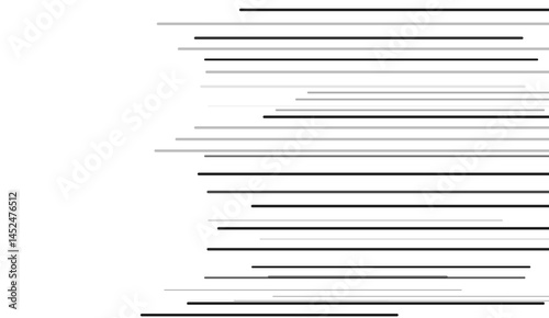 Black and white geometric pattern. Seamless abstract background. Vector stripe, lines. Horizontal speed line pattern. 