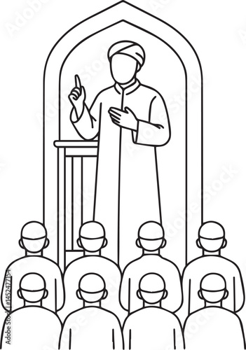 Imam juma khutbah, islamic line art
