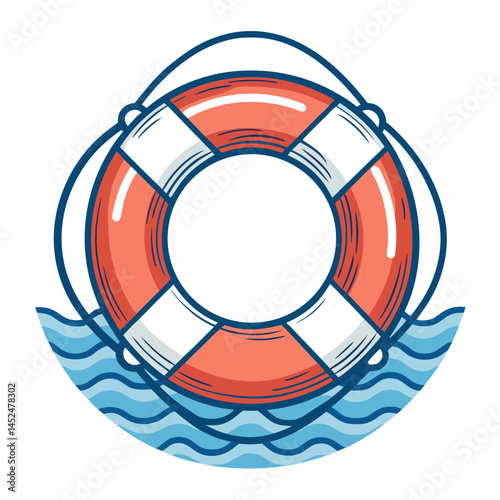 Create a vector illustration of a bold, thick-stroked lifebuoy ring float, suitable for maritime safety signage.  Ensure high resolution and clean lines.
