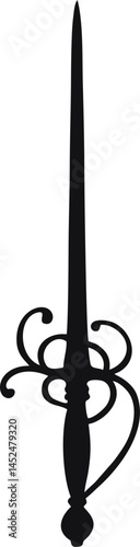 Rapier Sword Silhouette Vector - Renaissance Fencing Blade Icon