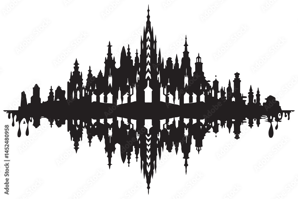 Naklejka premium Fantasy Dripping Castle Silhouette – Vector Illustration