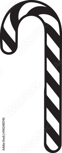 Christmas Sweet Silhouette Vector – Candy Cane Black Vector