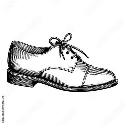 Vintage Gentleman Leather Shoe Lace Up Fashion Black and White Outline Line Art Drawing
