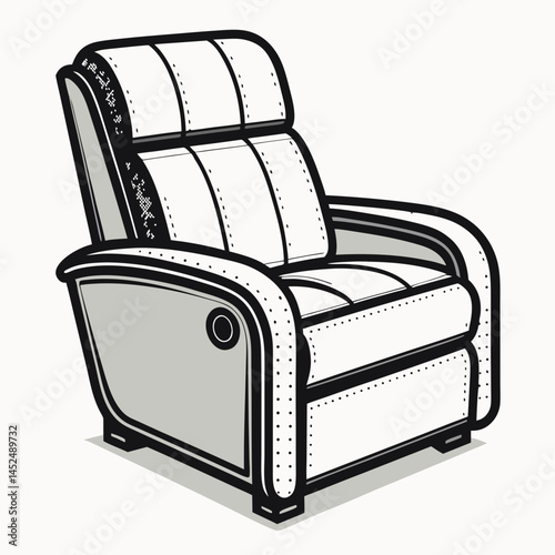 Design a bold, vector icon of a recliner chair, emphasizing thick strokes and clean lines, suitable for app interfaces.