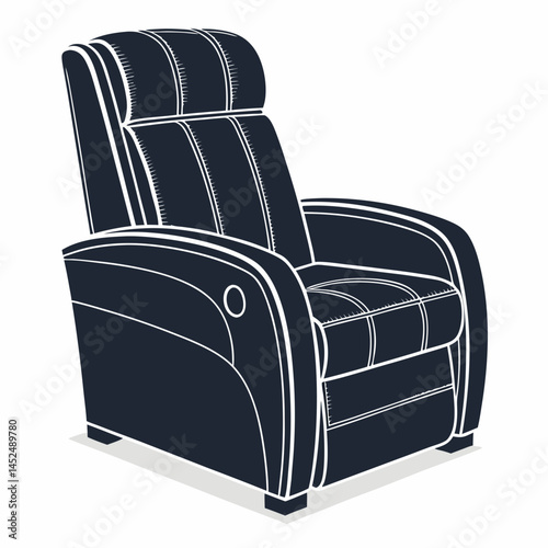 Create a vector icon of a recliner chair with a bold, thick stroke.  Ensure clean lines and sharp edges for easy scaling.