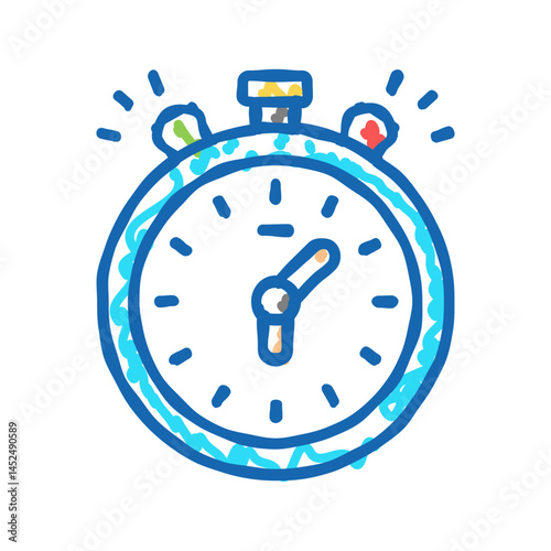 stopwatch playing time counting icon doodle illustration