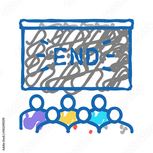 movie end in cinema icon doodle illustration