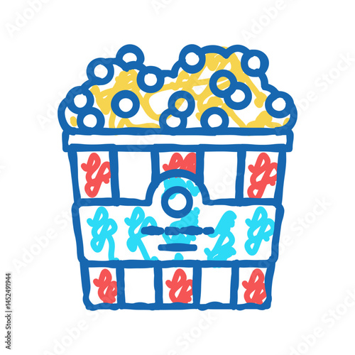 popcorn cinema food icon doodle illustration