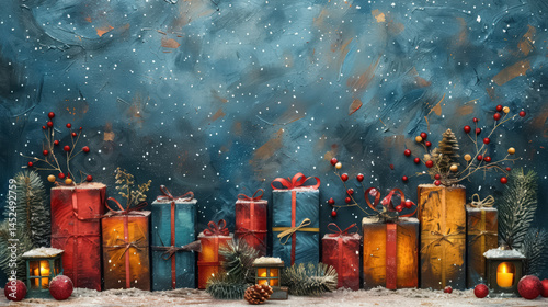 A whimsical winter snow-covered town