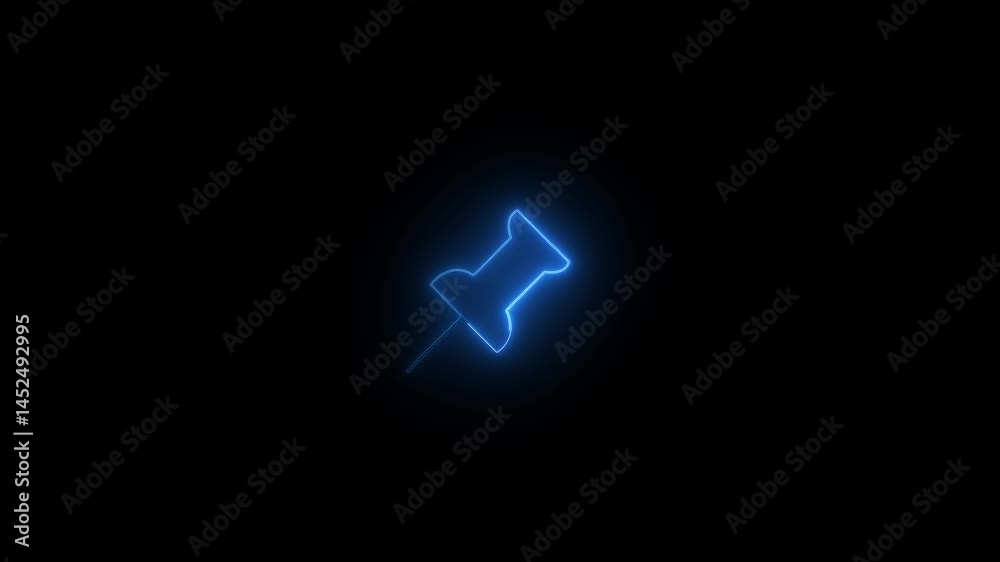 Pinned icon glowing neon animation. 4k video. 