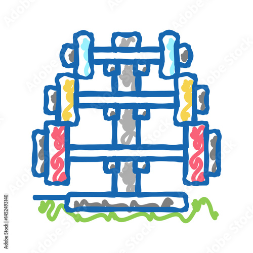 barbell rack icon doodle illustration