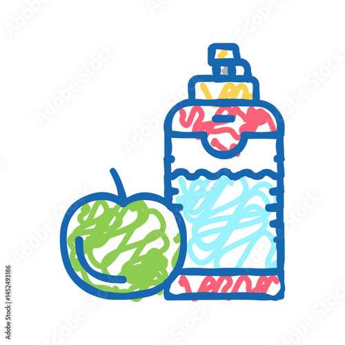 healthy food and drink for athlete icon doodle illustration