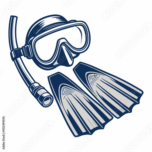 Create a bold, vector illustration of a snorkel mask with thick, black strokes.  Focus on clean lines and a strong graphic style.