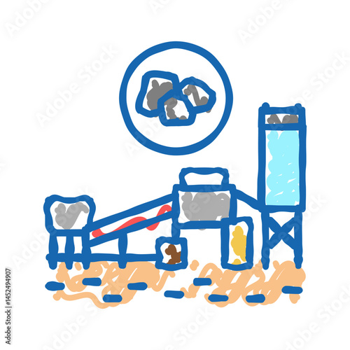 coal processing plant icon doodle illustration