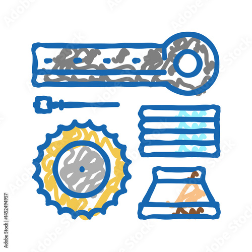materials handling and crusher spare parts icon doodle illustration