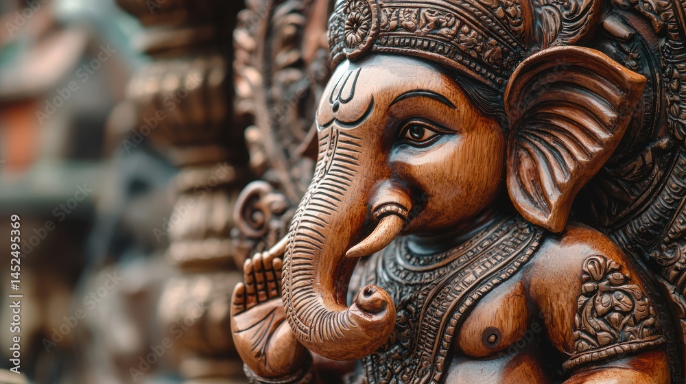 Fototapeta premium Lord Ganesh blessing with an elephant trunk.