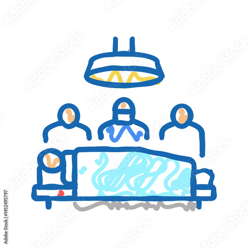 surgery doctor and assistant team icon doodle illustration