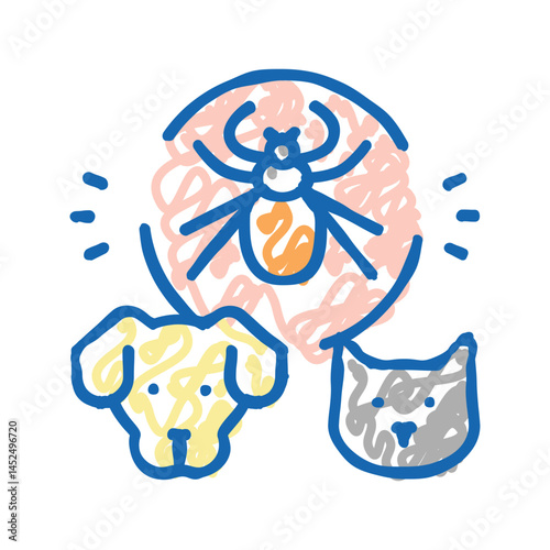 mite on animal body icon doodle illustration