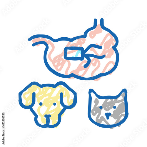 salmonellosis dog and cat icon doodle illustration