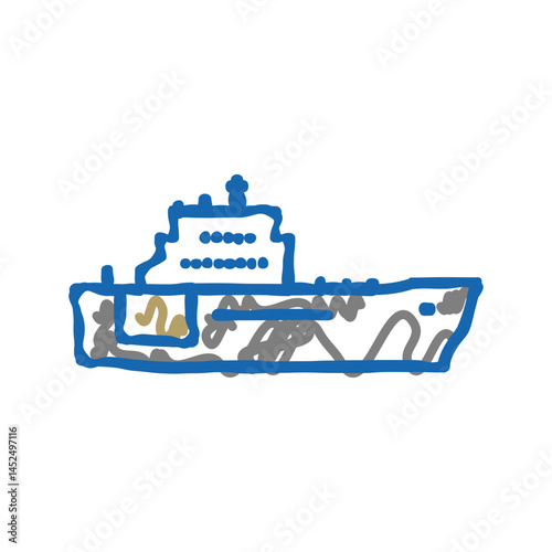 navy boat icon doodle illustration