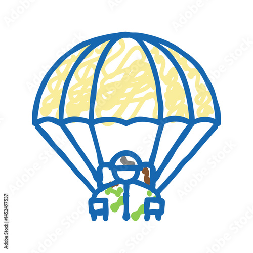 parachute soldier icon doodle illustration
