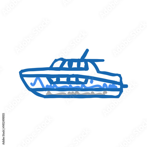 cabin cruiser boat icon doodle illustration