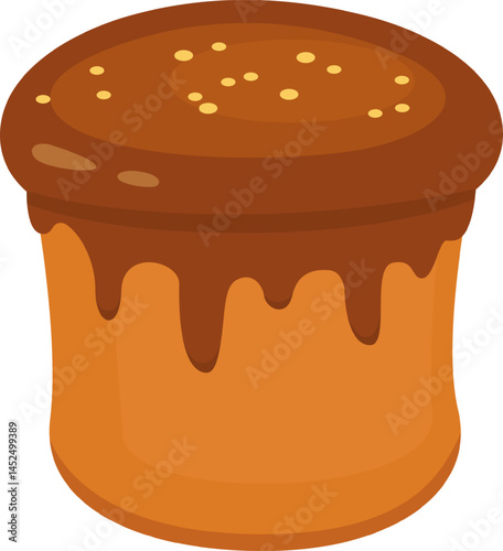 Isolated illustration featuring a panettone cake topped with luscious, dripping chocolate and colorful sprinkles, embodying a beloved traditional dessert for Christmas celebrations