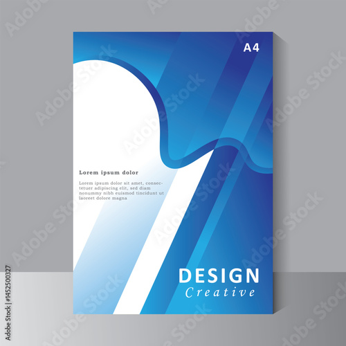 Template vector design for Brochure, Book cover, Annual Report, Magazine, Poster, Corporate Presentation, Flyer, modern with blue print ready color, A4 size