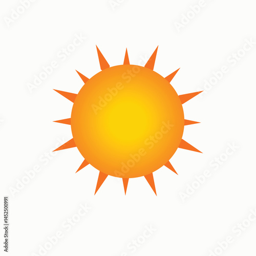 yellow cartoon sun on white background in flat style.eps