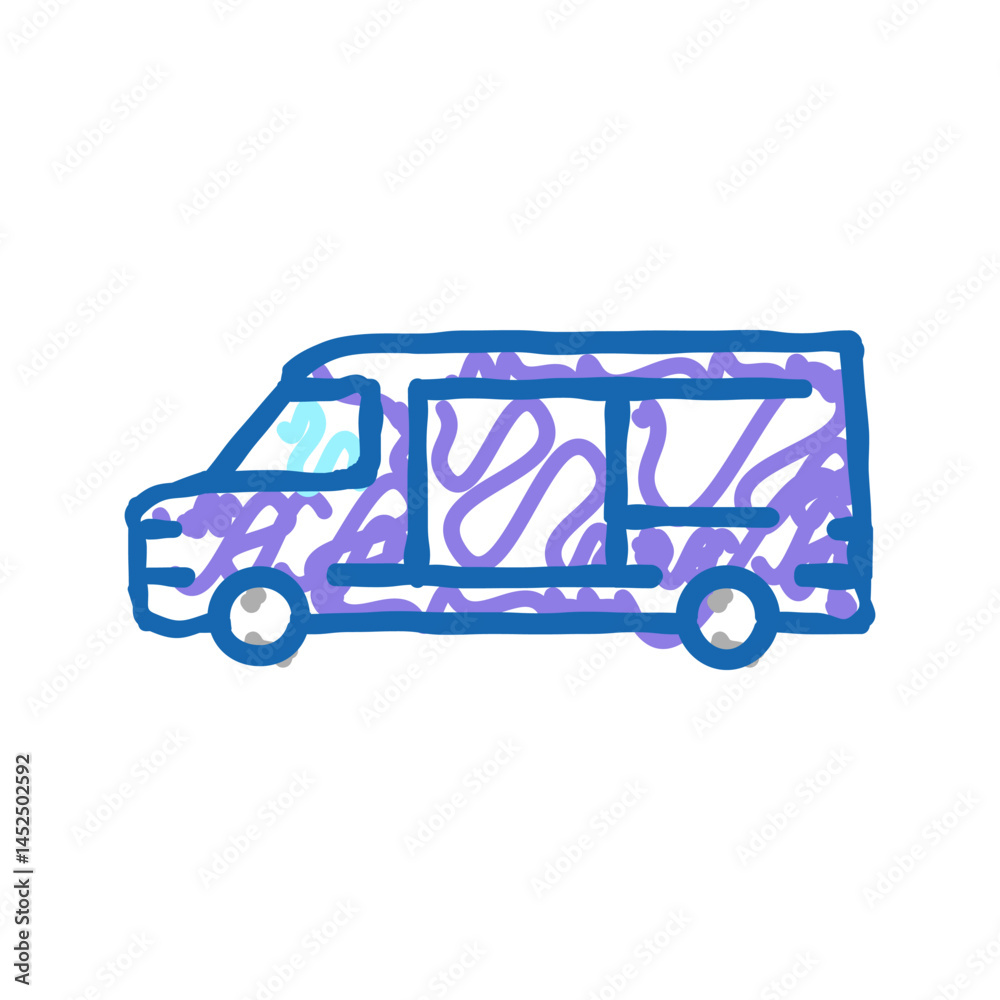 Obraz premium cargo van car icon doodle illustration