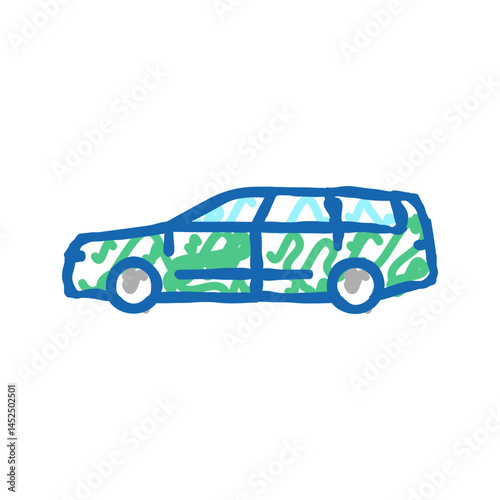 wagon car icon doodle illustration