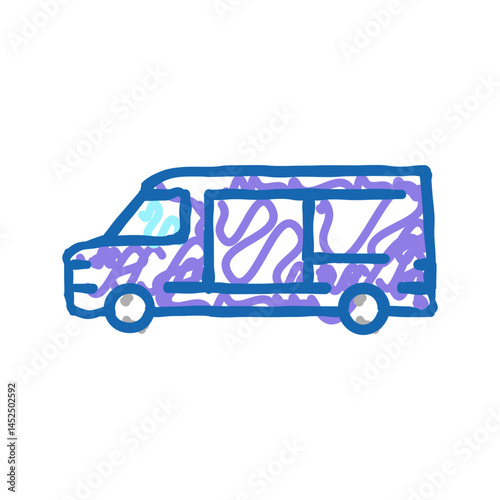cargo van car icon doodle illustration