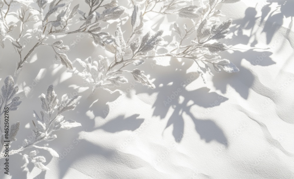 White branches cast delicate shadows on a light surface. Soft, ethereal, and minimalist White branches cast delicate shadows on a light surface. Soft, ethereal, and minimalist