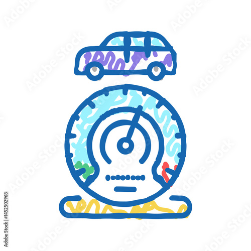 mileage car equipment icon doodle illustration