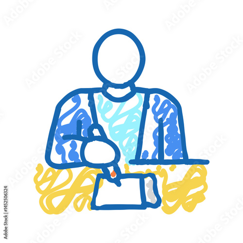 writer writing article icon doodle illustration