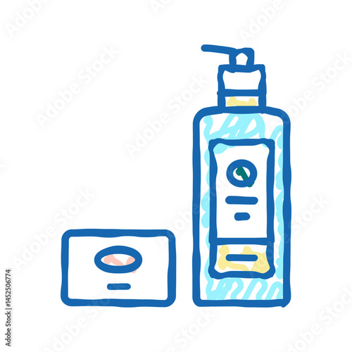 soap and hand cleanser packaging icon doodle illustration